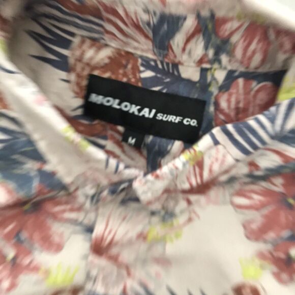 Molokai Surf Co Flamingo Floral Beach Hawaiian Mens Cotton Casual Shirt M - Picture 7 of 7